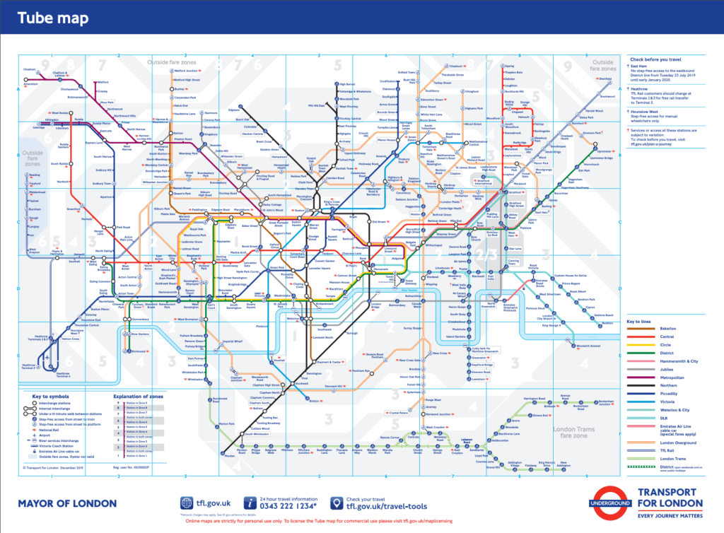 A scientifically designed map of the London Underground.